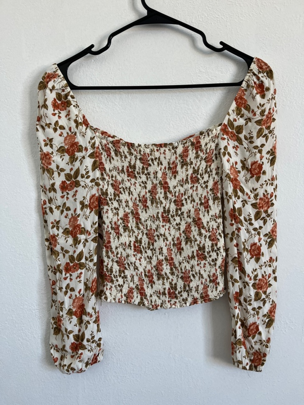 Reformation Cream Floral Off-Shoulder Blouse with Rust Roses - Picture 5 of 5